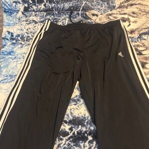 Adidas Kids Black Joggers with White Stripes